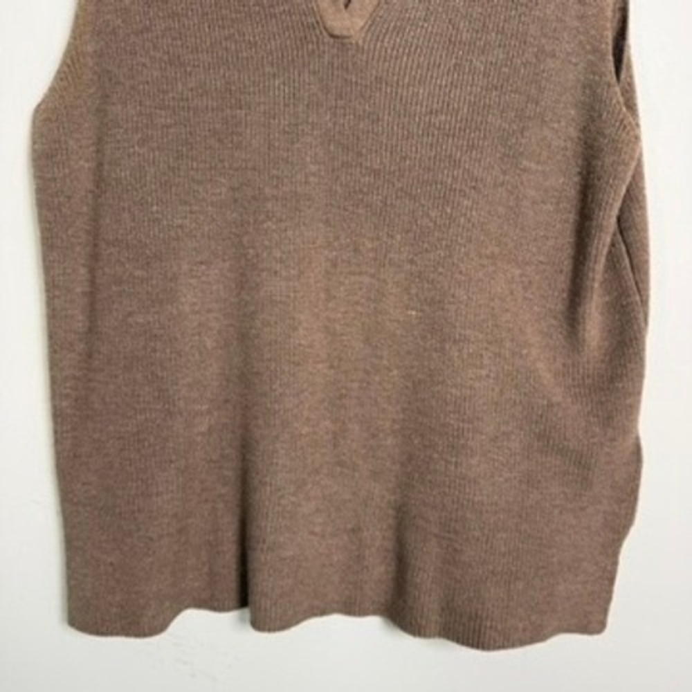 Joie Polo Sweater Vest Womens Medium Brown‎ Sleeveless Ribbed V-Neck Knit Top - Picture 5 of 9